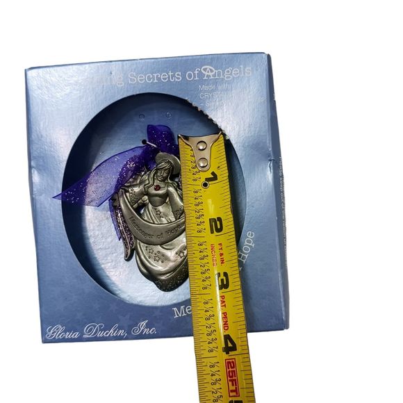 Gloria Duchin Pewter Swarovski Crystal Ornament Whispering Secrets Of Angel HOPE - Picture 9 of 9